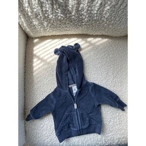 Newborn (NB) Carter's Blue Terry Cloth Zip Up With Ears